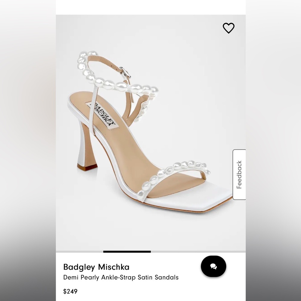 NWT Badgley Mischka Demi Pearly Ankle-Strap Satin Sandals